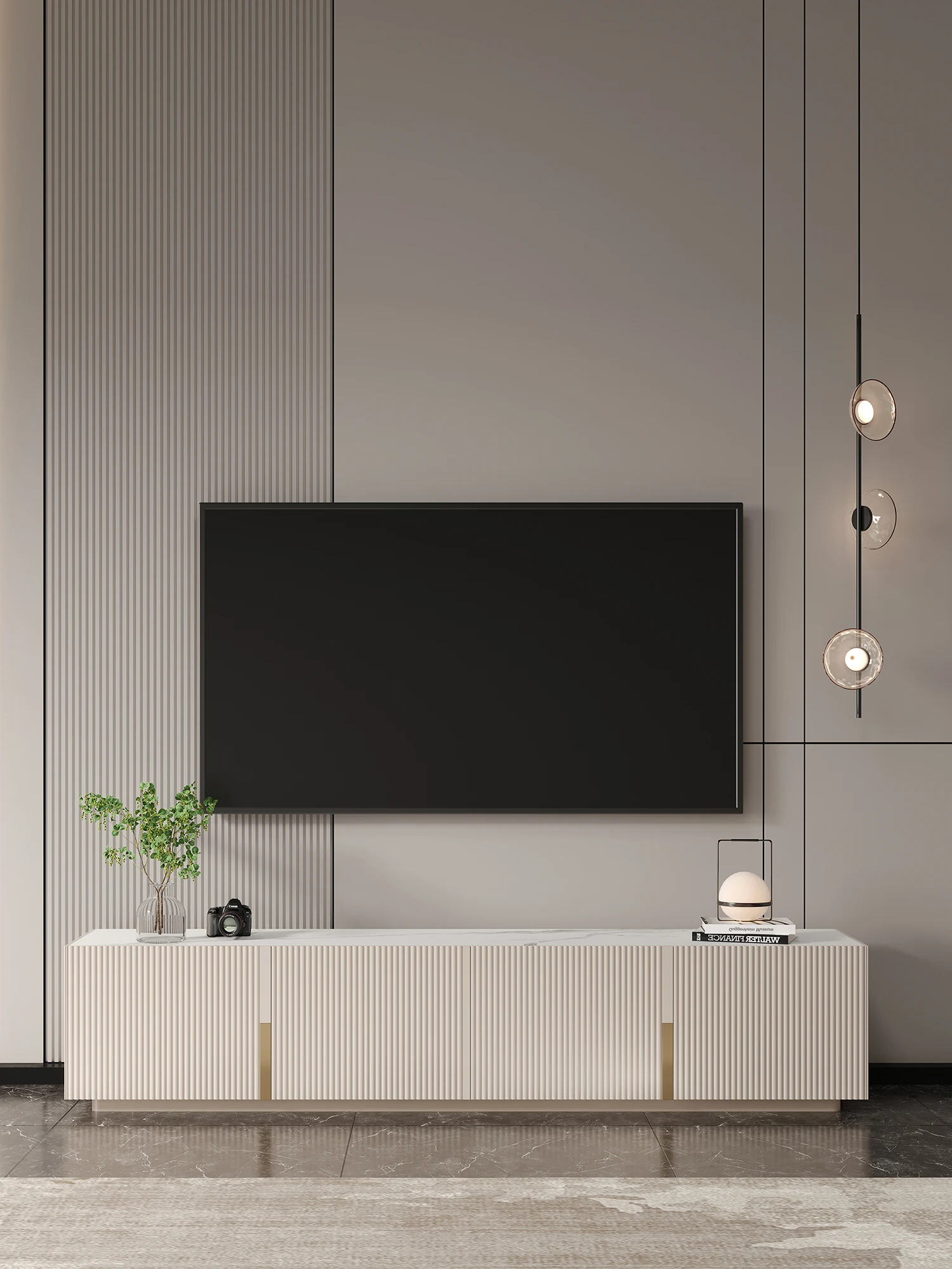 Meuble TV Cannelé Ivoire